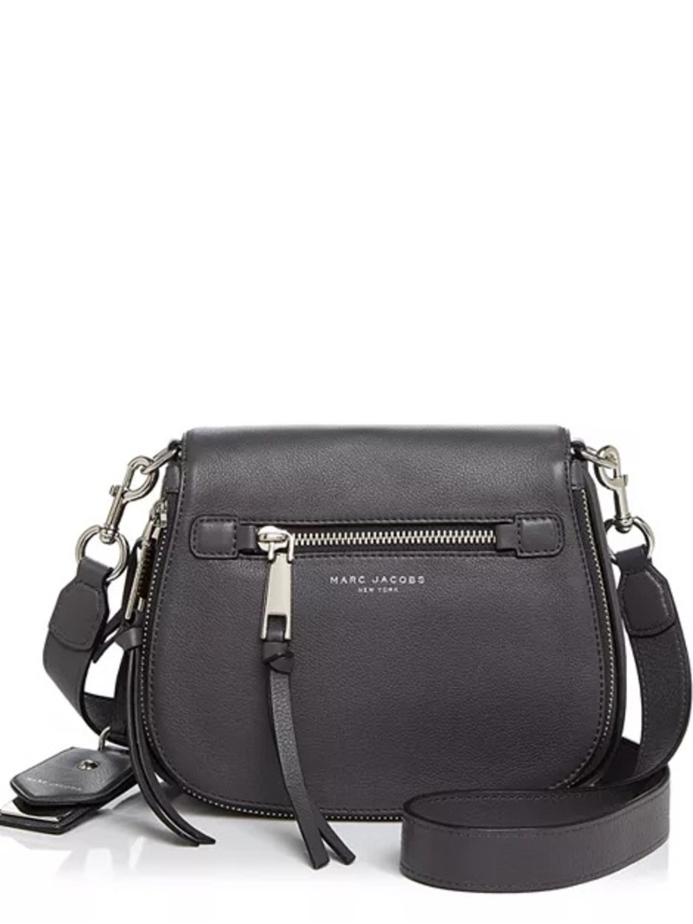 Marc Jacobs Recruit Nomad Small Gray Leather Saddle Crossbody Bag